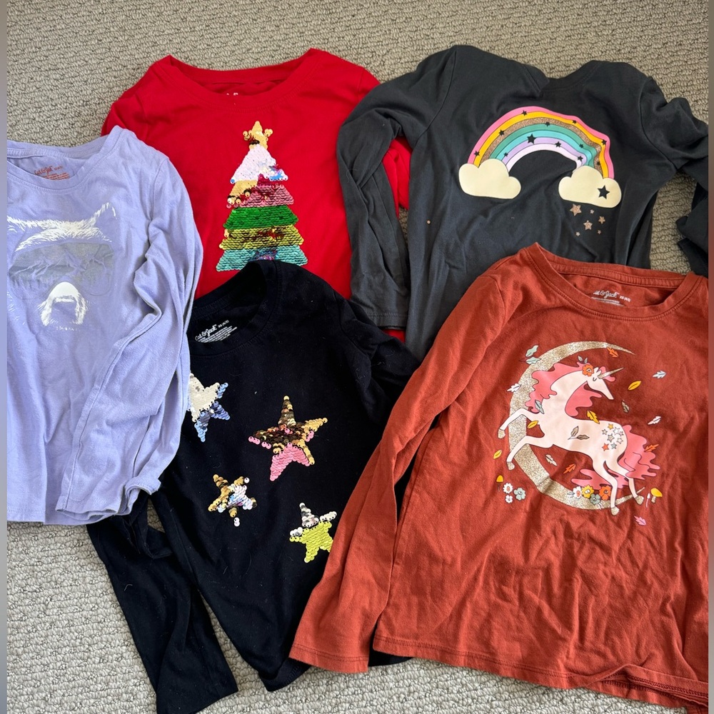 Cat and Jack Colorful Graphic Long Sleeve Shirts Set